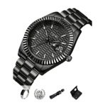 TOMI T-304 – Stylish Black Chain Analog Watch for Men With Elegant Gift Box - Image 3