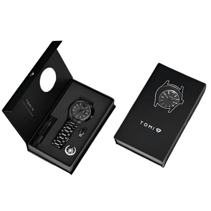 TOMI T-304 – Stylish Black Chain Analog Watch for Men With Elegant Gift Box - Image 4